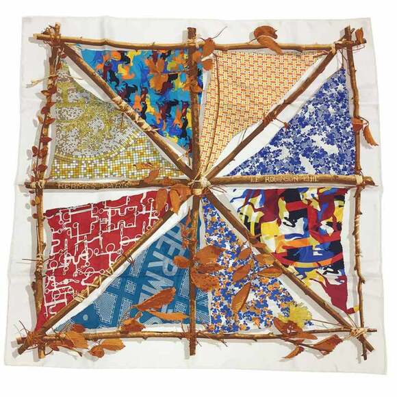 HERMES White Silk Scarf - Picture 1 of 3